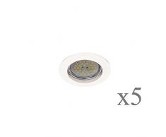 wonderlamp Basic w-e000107Â Pack de spots encastrables ronds fixe avec douille gU10, blanc, 8Â x 1.5Â cm, lot de 5