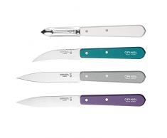 OPINEL - Coffret Les Essentiels Art DÃ©co - Coffret OPINEL Cuisine Couteau dâOffice, Couteau CrantÃ©, Couteau Ã LÃ©gumes, Couteau Eplucheur - Inox & Charme - Violet, Gris Clair, Vert Ãmeraude, Blanc