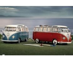 1art1 56568 Poster Voitures VW Camper Twin Kombi qvec Planche de Surf 91 x 61 cm