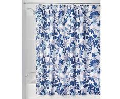 InterDesign Petite Floral rideau salle de bain pour douche ou baignoire, grand rideau de douche en polyester avec motif floral, lavande/bleu