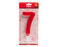 Dekora Bougie géante Nombre 7, cire, orange, 15 cm