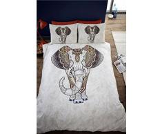 Samburu Ã©lÃ©phant Super King Size Housse de Couette et 2Â Taie doreiller, DE LIT, Linge de lit, colorÃ©, Bold, Ethnnic, Indien, Gris