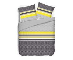 VISION Lisa Jaune Housse de couette et 2 Taies assortis, Coton, Gris, 260x240cm