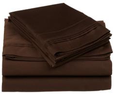 Superior Parure de lit 3 piÃ¨ces 100% Coton peignÃ© Ã Fibres Longues Premium 650Â Fils, Poche Profonde Lit Double, Chocolat, Simple
