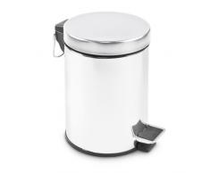 Relaxdays Poubelle ronde à pédale 5 litres vide-ordures Seau plastique amovible poignée transport H x D: 27 x 20,5 cm acier inoxydable optique métal cuisine salle de bain, gris argenté