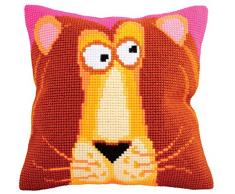 Collection DArt 5180 Le Roi Léo Kit de Coussin Gros Trous Coton Multicolore 50 x 45 x 0,1 cm