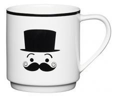 Kitchen Craft Mug en Porcelaine Anglaise empilables Funny Face Shy, 340Â MLÂ âÂ Blanc