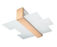 Sollux Lighting Plafonnier carré en bois naturel pour le salon et le verre de salle à manger et le verre soollux Feniks 2 SL.0076 avec éclairage LED E-27