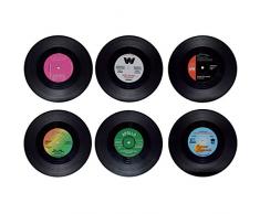 Incidence Paris 24938 Dessous DE Verre - Forme Vinyle - Set de 6, ABS/Silicone, Noir, 10,5 x 10,5 x 1 cm
