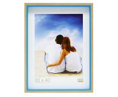 Deknudt Frames S40BH6 Cadre Photo Naturel avec Filet Bleu 15 x 20 cm