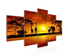 Tableau decoration murale Afrique coucher de soleil 200 x 100 cm - XXL Impression sur Toile Salon Appartment 5 Parties - prÃªt Ã accrocher - 000251a