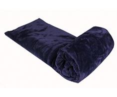 Plaid TOISON - Douceur microfibre - 100% POLYESTER - OURSON - Violet O18 - 125 x 150