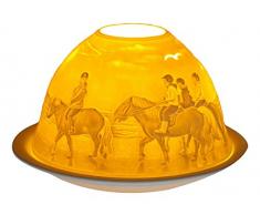 Him DL0065 Chevaux sur la Plage (Horses at The Beach) -photophore en Porcelaine, Blanc CassÃ©, 12x12x8 cm