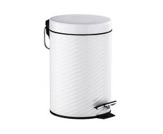 WENKO 22151100 Poubelle à Pédale Spiro, 3 Litres, Acier, Blanc mat, 17 x 26 x 22 cm