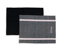 Soleil dOcre 712031 Sel et Poivre Lot de 2 Torchons Jacquard Coton Noir 50 x 70 cm