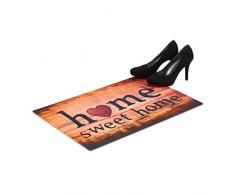 Relaxdays Paillasson Home Sweet home tapis dâentrée bienvenue résistant antidérapant 60x40 cm, coloré