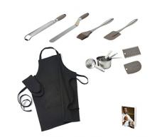 CYRIL LIGNAC 136-024 - Coffret Pâtissier - 4 Cuillères à mésurer - 2 Racloîrs à pâtisserie - 1 Spatule - 2 Marises - 1 pinceau - Un tablier et une paire de gans