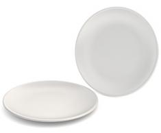 Ornamin Lot de 2 Assiettes Plates Ã 23 cm Blanc MÃ©lamine (ModÃ¨le 414) / assiettes rÃ©utilisables, assiettes petit-dÃ©jeuner, assiette de camping