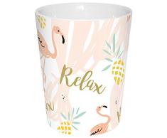 infinite by GEDA LABELS (INFKH) 15930Â Flamingo Gobelet Relax Tasse en Porcelaine Mug en V, Porcelaine, Multicolore, 8, 5Â x 10Â cm
