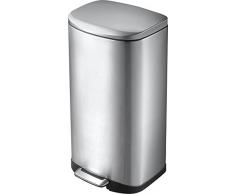 EKO développement Della carats Soft Close Poubelle à pédale, Argent, 35 litres