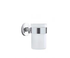 Blomus 68920 Verre à Dents Areo Transparent/Argent Mat, Acier Inoxydable, 7 x 7 x 11,5 cm