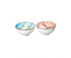 lachineuse Coffret 2 Bols Fleurs DE Cerisier - Duo Rose et Bleu - Design Japonais