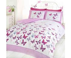 Papillon Flutter Simple Housse de Couette et taie doreiller - Rose