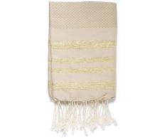 Moorish Idol - Fouta Nid dAbeille Lurex- 100cm x 200cm- Beige/Or