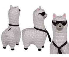 ootb Tirelire en céramique avec Cravate et Lunettes de Soleil Blanc 14 x 23 cm