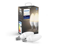 Philips Hue Ampoules LED Connectées White E14 Compatible Bluetooth, Fonctionne avec Alexa, 40 W, Pack de 2 Ampoules