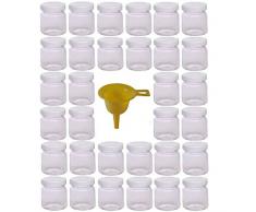 Viva Haushaltswaren Lot de 32 Mini bocaux à Confiture avec couvercles vissables et Entonnoir Blanc 53 ML