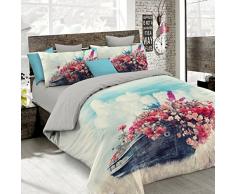 Italian Bed Linen Housse de couette “Sogni d’Autore”avec impression digitale, 100% coton, fabriqué en Italie, 100, SD17, 2 Places