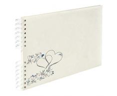 Exacompta - Réf. 16171E - Album Photos à Spirales Mio Amore - 50 Pages Blanches - 32 x 22 cm - Blanc Brodé Argent