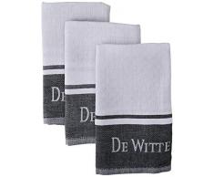 De Witte Lietaer DWL Lot 3 Torchons, 100% Coton, Blanc -Noir, 3/50x70 cm