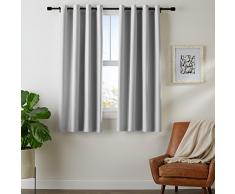AmazonBasics Lot avec rideau occultant et Åillets, 182 x 168 cm, Gris clair