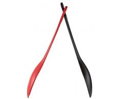 Tefal K2060614 Ingenio Couverts à Salade 3 en 1 ustensile de cuisine noir et rouge résistant sans bisphénol A avec insert silicone