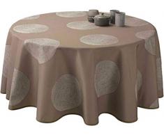 Le linge de Jules Nappe Anti-Taches Cercles Taupe - Taille : Ronde diamètre 160 cm