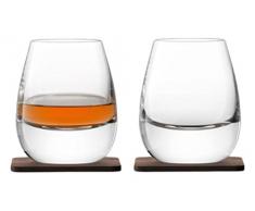 LSA International Gobelet de Macdonald de Whisky avec Dessous de Verre en Noyer, Verre, Transparent, 250Â ML, Lot de 2