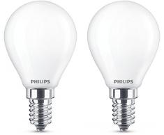 Philips ampoule LED Sphérique E14 43W Equivalent 40W Verre Blanc chaud Lot de 2