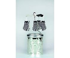 Kerzenfarm 84367 Photophore en Verre Motif Chouette 16 x 6 x 6 cm Verre ArgentÃ© 6 cm