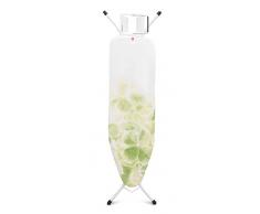 Brabantia Table Ã Repasser, Table de Repassage (Taille B),111167 avec Repose-fer Stop Vapeur, Armature Tubulaire 22 mm, Leaf Clover / Ivory