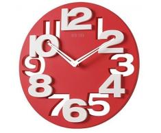 3 D 8808 Design Horloge Murale Radiocontrolée en Cuisine Faire Pilotée Rouge/Blanc