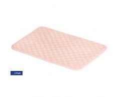 AmazonBasics Tapis de bain en mousse Ã mÃ©moire de forme et texture striÃ©e, Rose, 50 x 80 cm, Lot de 2
