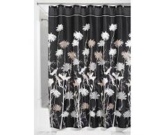 InterDesign Daizy rideau douche, rideau baignoire en polyester de 180,0 cm x 200,0 cm, rideau salle de bain intemporel à tenue stable, noir/gris