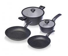 Moneta 0018656532 Set de Casseroles et Poêles Etnea Artech Ultra Essential, Aluminium, Noir