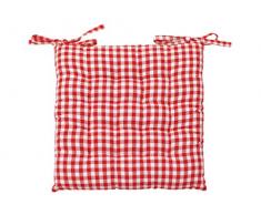 Soleil dOcre Coussin Dessus de Chaise capitonné Vichy Rouge, Coton, 40 x 40 x 5 cm
