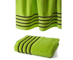 Drap De Bain 100x150 cm 100% Coton - 550 grS/m2 Anis avec Liserets Chocolat