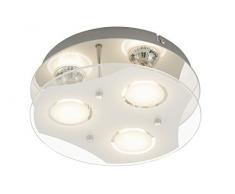 Briloner Leuchten 3598-038 LED, plafonnier, Spots, Lampe Salon,Rond, MÃ©tal, GU10, 3 W, Chrome, 25 x 25 x 8 cm