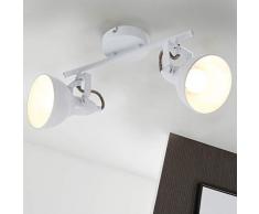 Briloner Leuchten 2049-026 Plafonnier avec 2 Spots rotatifs et pivotants en métal Design rétro, 40 W, WeiÃ