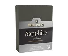 DecoKing Spannbettlaken Jersey Drap Housse, Coton, Acier, 100 x 200-120 x 200 cm